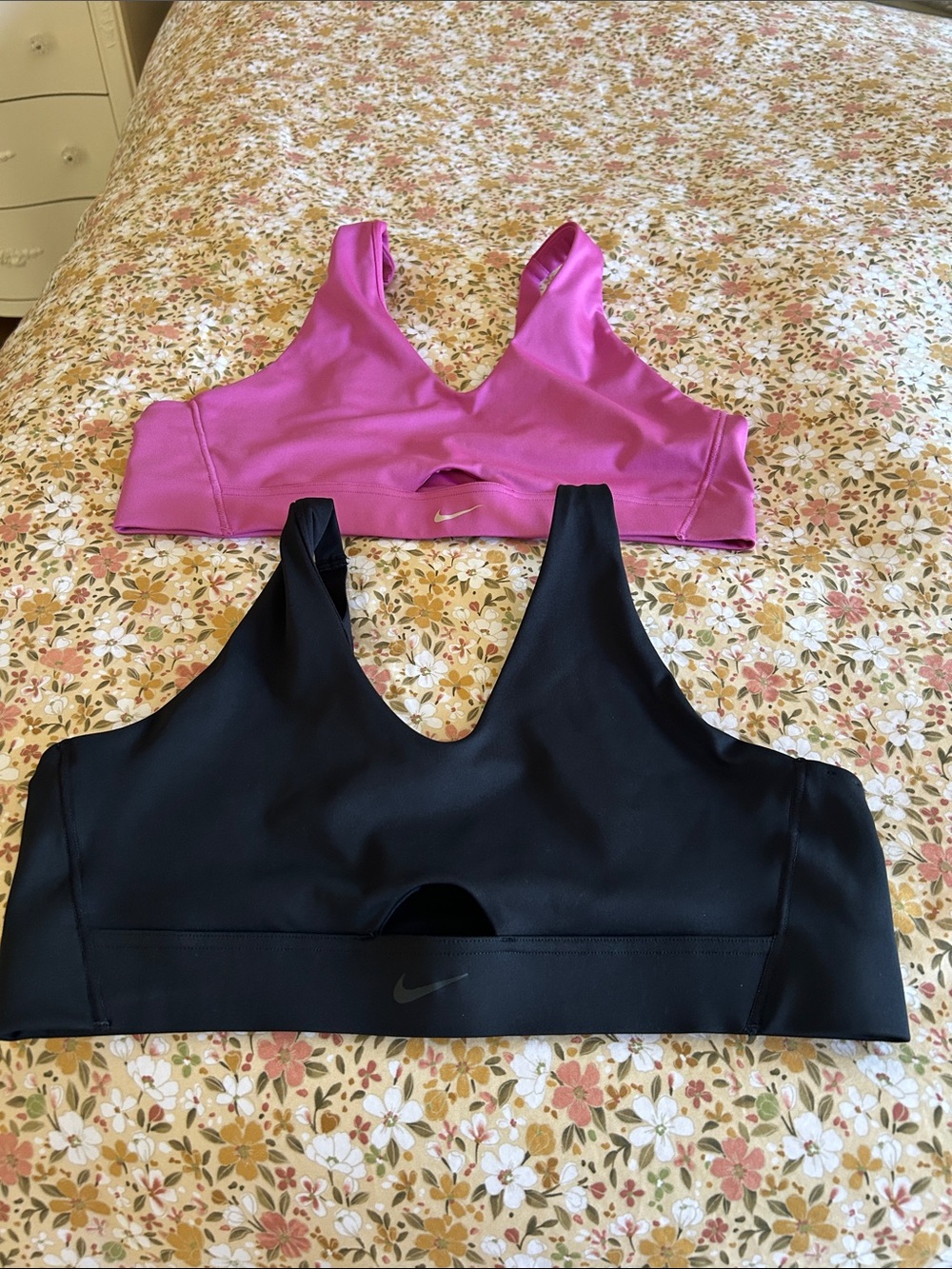 Nike Scoop-Back Sports Bras in Black & Fuchsia